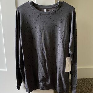Athleta Dark Gray Speckled Crew Neck Sweater